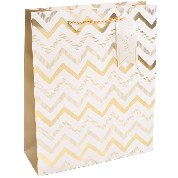 Пакет подарочный, 210гр, Золотой принт, Дизайн №2, Металлик, 41,5*30*12 см - в магазине «ШарикClub»