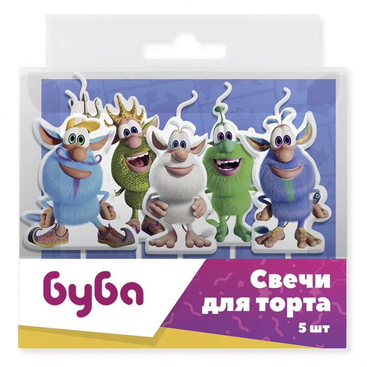 Свечи Буба, Играем Вместе, 3,5*4,5 + 3,5 см, 5 шт. с держат. - в магазине «ШарикClub»