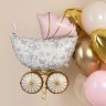 Шар (36''/91 см) Фигура, Коляска Ретро, Розовый, Сатин - в магазине «ШарикClub»