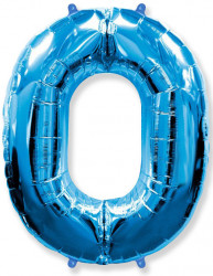 Шар (40''/102 см) Цифра, 0, Синий