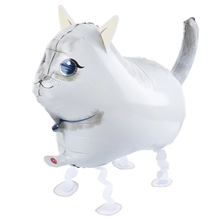 Шар 3D (25''/64 см) Ходячая Фигура, Кошка, Белый - в магазине «ШарикClub»