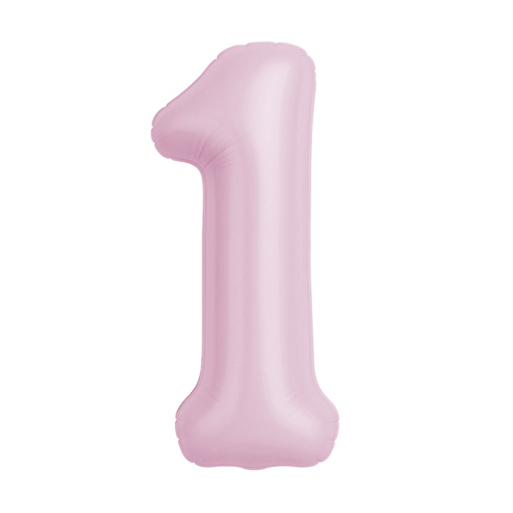 Шар (40''/102 см) Цифра, 1 Slim, Зефирный - в магазине «ШарикClub»