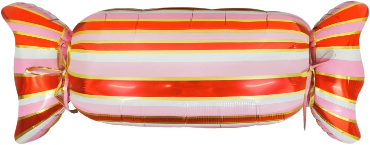 Шар (41''/104 см) Фигура, Конфета Полоски, Розовый/Красный - в магазине «ШарикClub»