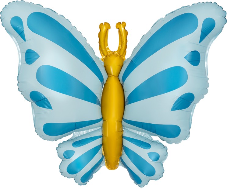 Шар (34''/86 см) Фигура, Изящная бабочка, Голубой, Сатин - в магазине «ШарикClub»