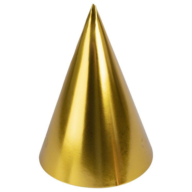 Колпаки, Золото, Металлик, 16 см, 6 шт. в уп. - в магазине «ШарикClub»