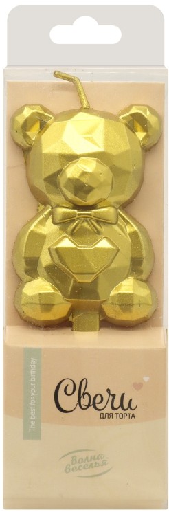 Свечи Фигура 3D, Мишка, Золото, Металлик, 2,5*4 + 3 см, с держат. - в магазине «ШарикClub»