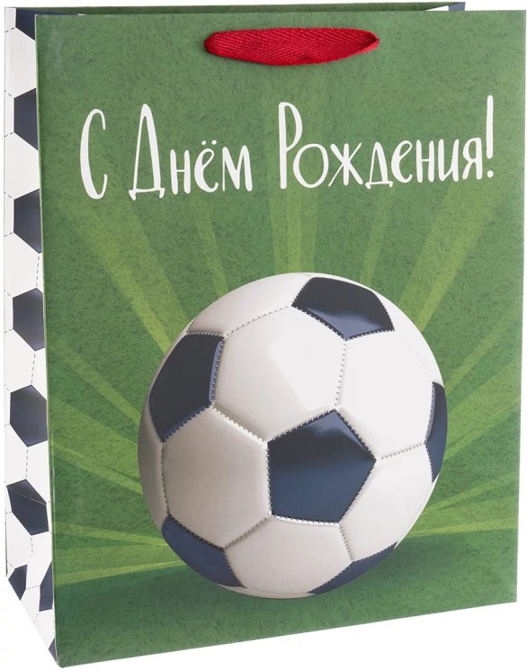 Пакет подарочный, 210гр, С Днем Рождения! (футбол), 23*18*10 см - в магазине «ШарикClub»