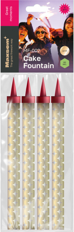 Свеча Фонтан для торта, 60 сек, Золото, 15 см, 4 шт. - в магазине «ШарикClub»
