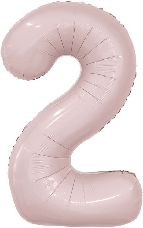 Шар (40''/102 см) Цифра, 2 Slim, Пыльная роза - в магазине «ШарикClub»