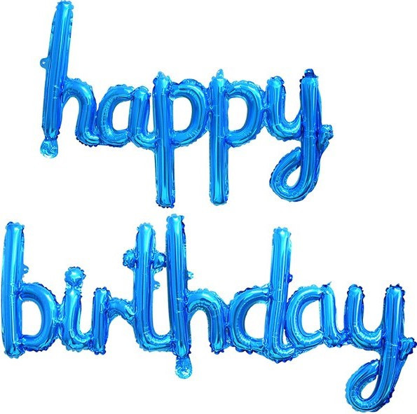 Набор шаров (17''/43 см) Мини-Надпись "Happy Birthday", Синий - в магазине «ШарикClub»