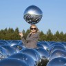 Шар 3D (32''/81 см) Сфера, Серебро - в магазине «ШарикClub»