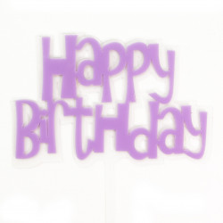 Топпер, Happy Birthday (шрифт граффити), Сиреневый, 11*14 см