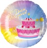 Шар (18''/46 см) Круг, С Днем Рождения! (тортик) - в магазине «ШарикClub»