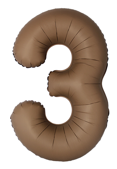 Шар (40''/102 см) Цифра, 3 Slim, Шоколад, Матовый - в магазине «ШарикClub»