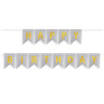 Гирлянда Флажки, Happy Birthday, Серебро/Золото, Металлик, с блестками, 350 см, 17*12 см - в магазине «ШарикClub»