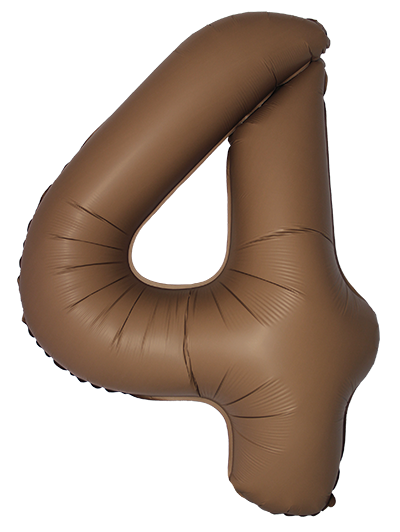 Шар (40''/102 см) Цифра, 4 Slim, Шоколад, Матовый - в магазине «ШарикClub»