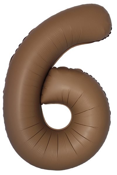 Шар (40''/102 см) Цифра, 6 Slim, Шоколад, Матовый - в магазине «ШарикClub»