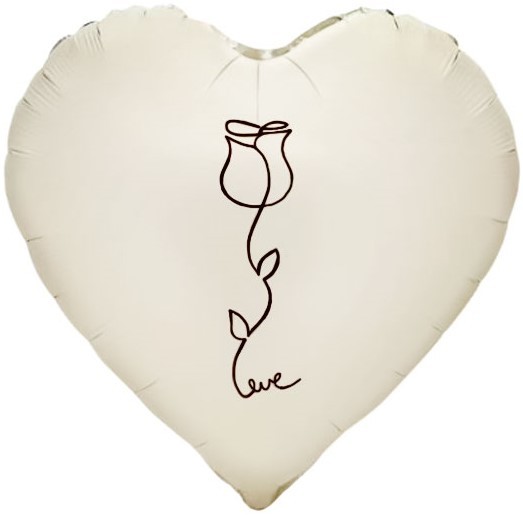 Шар (18''/46 см) Сердце, Роза, Кремовый, Сатин - в магазине «ШарикClub»
