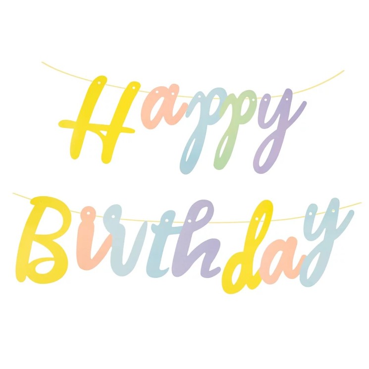 Гирлянда Happy Birthday, Ассорти, Макарунс, 200 см, 14 см - в магазине «ШарикClub»