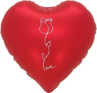 Шар (18''/46 см) Сердце, Роза, Красный, Сатин - в магазине «ШарикClub»