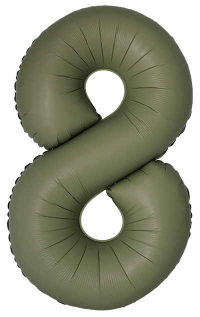 Шар (40''/102 см) Цифра, 8 Slim, Оливковый, Матовый - в магазине «ШарикClub»