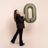 Шар (40''/102 см) Цифра, 0 Slim, Оливковый, Матовый - в магазине «ШарикClub»