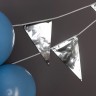 Гирлянда Флажки, 20*30 см*20 шт, 10 м, Серебро, Металлик - в магазине «ШарикClub»