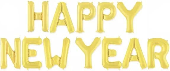 Набор шаров-букв (16''/41 см) Мини-Надпись "Happy New Year", Золото - в магазине «ШарикClub»