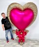 Шар (68''/173 см) Сердце, Розовый, Сатин - в магазине «ШарикClub»