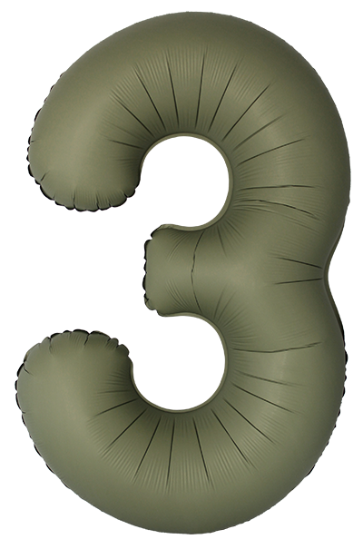 Шар (40''/102 см) Цифра, 3 Slim, Оливковый, Матовый - в магазине «ШарикClub»