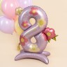 Шар (40''/102 см) Цифра на подставке, 8 Марта, Нежные цветы - в магазине «ШарикClub»