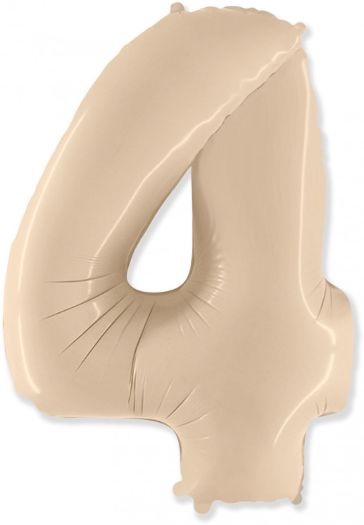Шар (40''/102 см) Цифра, 4, Кремовый - в магазине «ШарикClub»