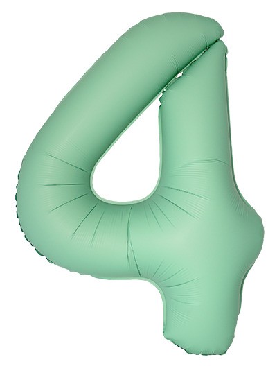 Шар (40''/102 см) Цифра, 4 Slim, Мятный, Матовый - в магазине «ШарикClub»