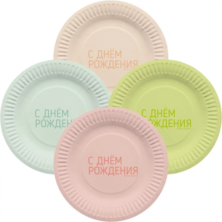 Тарелки (7''/18 см) С Днем Рождения, Классика, Ассорти, 6 шт. - в магазине «ШарикClub»