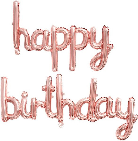 Набор шаров (17''/43 см) Мини-Надпись "Happy Birthday", Розовое Золото - в магазине «ШарикClub»