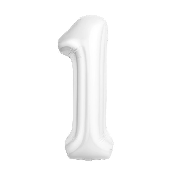 Шар (40''/102 см) Цифра, 1 Slim, Белый блеск - в магазине «ШарикClub»