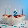 Свечи Гармония, Голубой микс, с блестками, 14,5 см, 12 шт. с держат. - в магазине «ШарикClub»