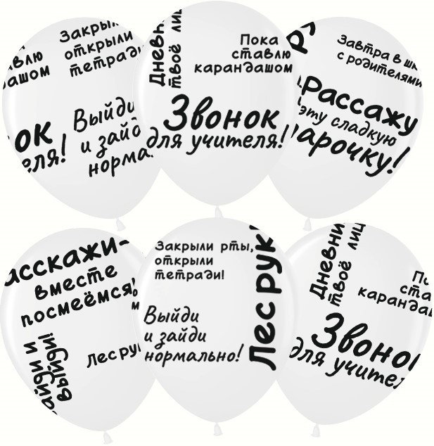 Шар (12''/30 см) Школьные цитаты, Белый, пастель - в магазине «ШарикClub»
