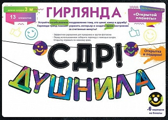 Гирлянда С ДР, Душнила!, 300 см - в магазине «ШарикClub»